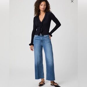 Paige Anessa 27’’ High Rise Wide Leg with Frayed Hem Blue Jean size 25